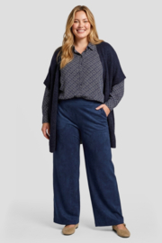 Exxcellent Annabelle suede look donkerblauw met gladde elastische band