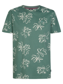 Petrol T-Shirt met all over bloemenprint oil green