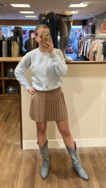 Rokje beige geplooid met gladde band bovenkant hij is super stretch