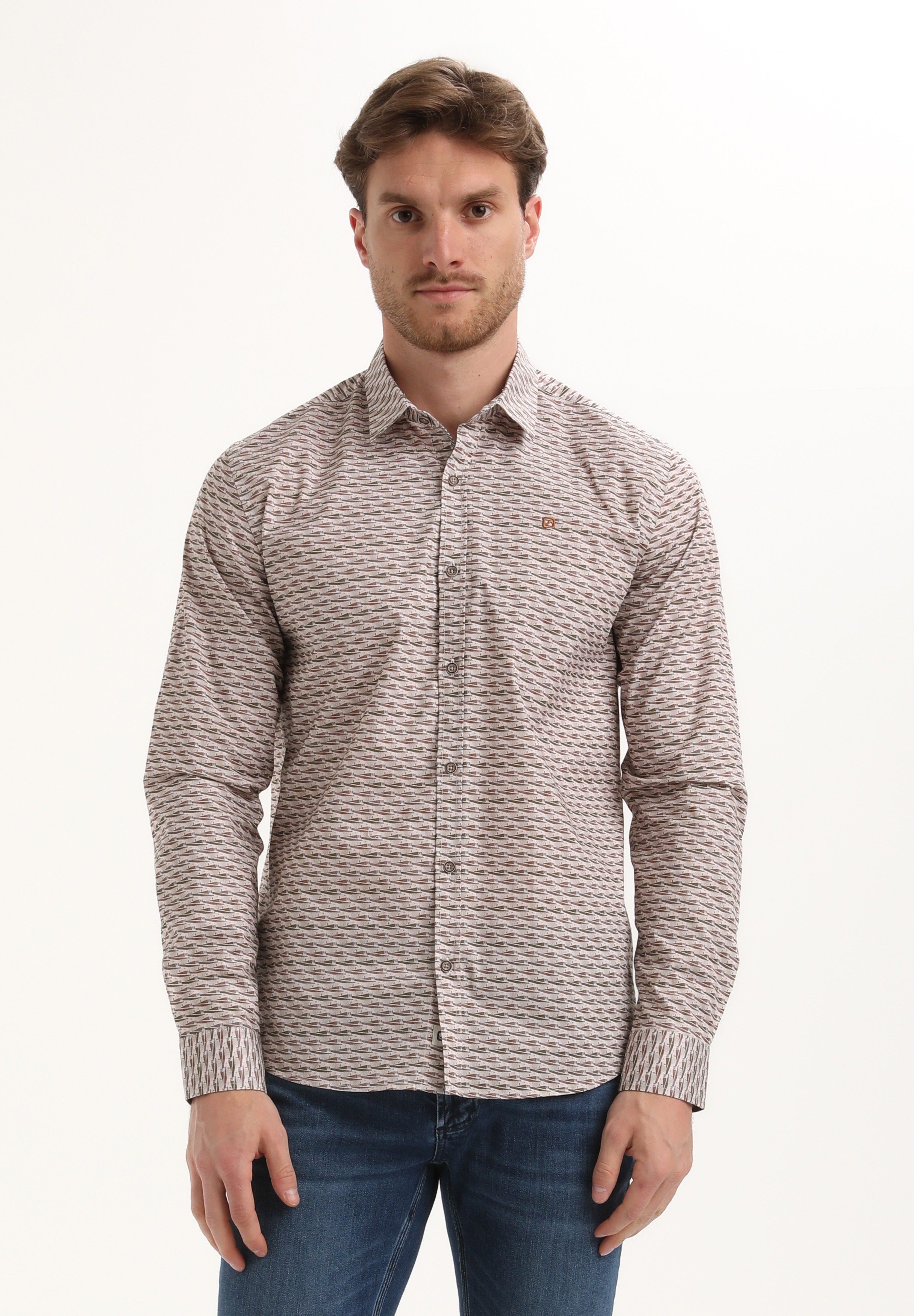 Gabbiano shirt zeegroen-petrol-grijs geprint