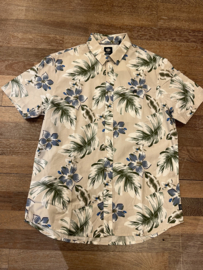 Petrol shirt korte mouw bloemenprint