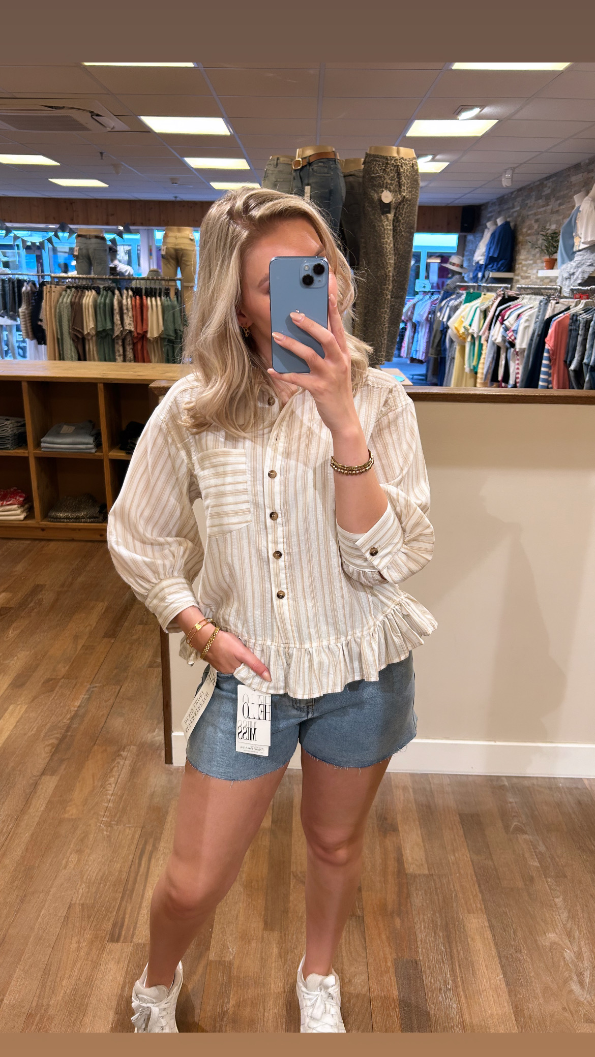 Blouse streep beige/creme