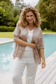 Exxcellent ''Khloe'' blouse taupe met creme bloem