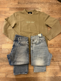 G-star  sweater mint groen met beige logo