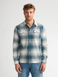 Petrol flanel overshirt grijs/krijtwit/navy geblokt  SIL417 KL5092