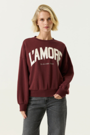 Garcia sweater bordeaux met creme letters
