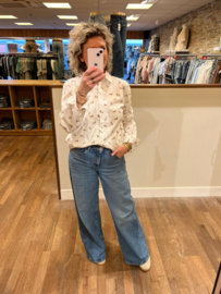 Blouse creme met hondjes print