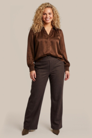 Exxcellent Nysara satin look donker bruin