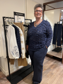Exxcellent Briona opengewerkte bewerkte trui donkerblauw
