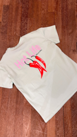 T-shirt mint groen met chilipeper rugprint