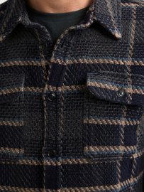 Petrol  overshirt blauw/zand geblokt SIL405