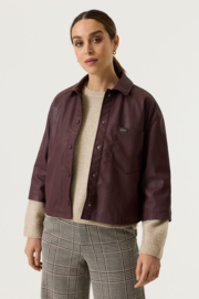 Garcia lederlook bordeaux blouse wijd model