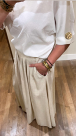 Linnenrok lang model beige