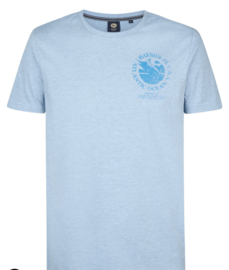 Petrol t-shirt babyblauw gemeleerd met printje op borst TSR 631