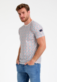 Gabbiano t-shirt zalm/blauw/creme geprint