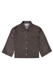 Garcia lederlook blous bruin