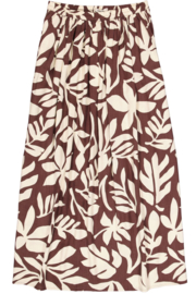 Garcia lange rok met bloemen print creme/bruin