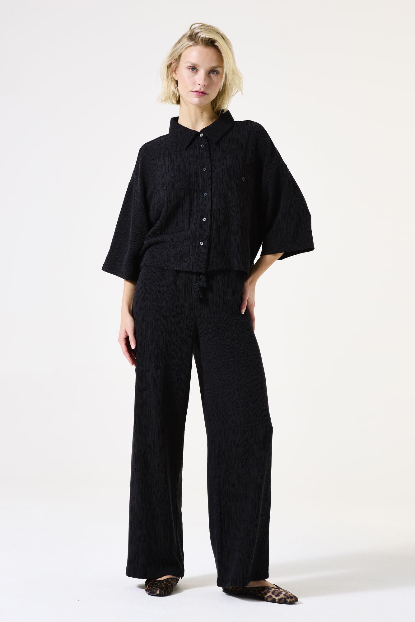 Garcia wide leg broek zwart