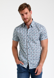 Gabbiano shirt korte mouw blauw/groen/creme geprint