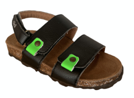 Clic! Sandaal zwart met fluor groen