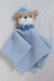Knuffel beertje met kroon blauw