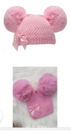 babymutsje, sjaal en wantjes roze