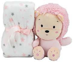 Babydeken & Knuffel met Naam - Leeuw Roze