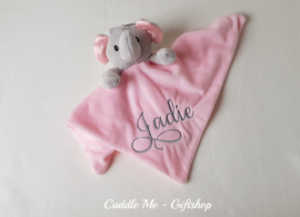 Knuffeldoekje Olifant - Roze met Naam
