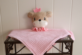 Knuffel beertje met kroon roze.