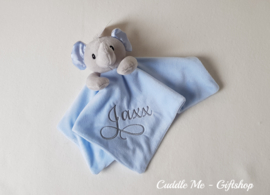 Knuffeldoekje Olifant - Blauw met Naam