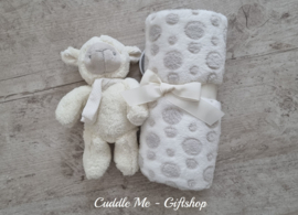 Babydeken & Knuffel met Naam -Schaap Off White