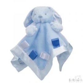 Knuffeldoekje konijn-blauw met naam