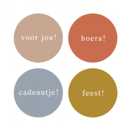 Stickers - feest/cadeautje vrolijke kleuren - set van 4