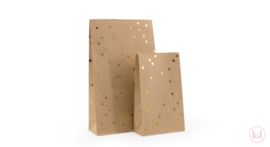 blokbodem zakje Metallic Gold dots  - large