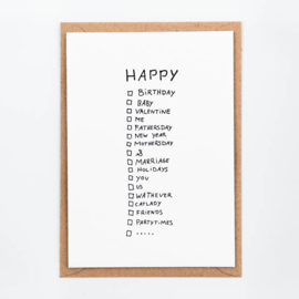 HAPPY... - CHECKLIST wenskaart