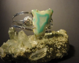 Armband met groene Agaat geode 925 zilver