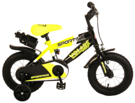 Volare Sportivo Kinderfiets - Jongens - 14 inch - Neon Geel Zwart - 95% afgemonteerd