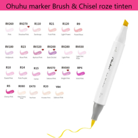 Ohuhu Alcohol based Art marker Brush & chisel - Roze tinten - PER STUK