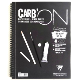 Clairefontaine Carb-on ringband A4 - 20 vellen - 120 gram - zwart papier