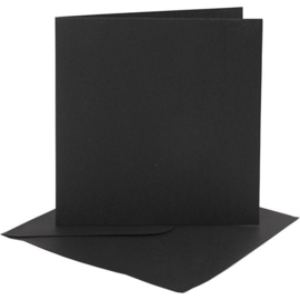 CARD MAKING dubbele blanco Kaarten 15,2 x 15,2 cm & enveloppen - Zwart papier - set van 4