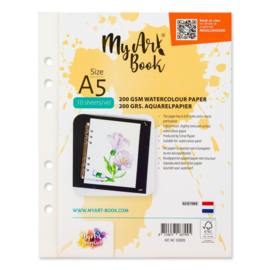MyArtBook papier A5 - 10 vellen - 200 grams - Wit Aquarelpapier