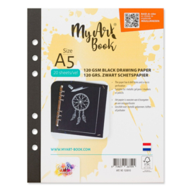 MyArtBook papier A5 - 20 vellen - 120 grams - Zwart tekenpapier