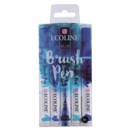 Talens Ecoline Brush Pen - set van 5 - blauw