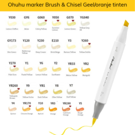 Ohuhu Alcohol based Art marker Brush & chisel - Geel/oranje tinten - PER STUK