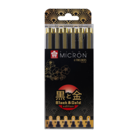 Sakura Pigma Micron Black & Gold Set - set van 6