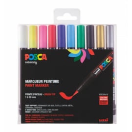 Uni Posca Paintmarker Brush pen PCF-350-10 - set van 10