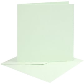 CARD MAKING dubbele blanco Kaarten 15,2 x 15,2 cm & enveloppen - Pastel groen papier - set van 4