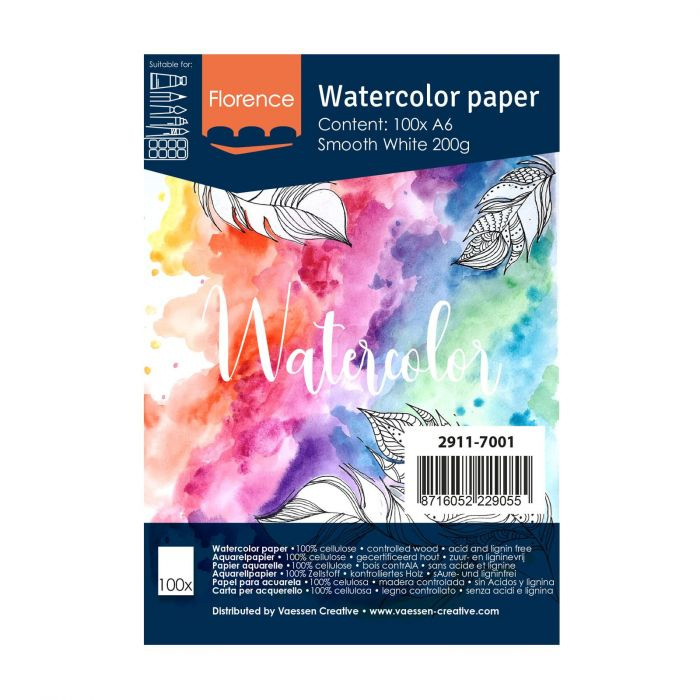 Florence Aquarelpapier smooth off-white 100 vellen 200 papier - A6 | Florence Aquarelpapier smooth 200 grams | Handlettering doen we zo!