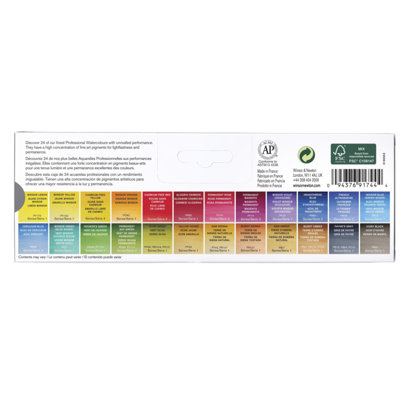 Winsor & Newton Professional - Aquarelverf set van 24 kleuren | NIEUW