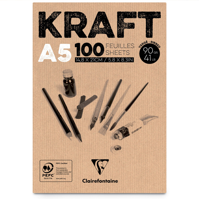 het doel Uitstekend Stoffig Clairefontaine Kraft A5 - 100 vellen - 90 gram - kraft papier | Kraft papier  | Handlettering doen we zo!